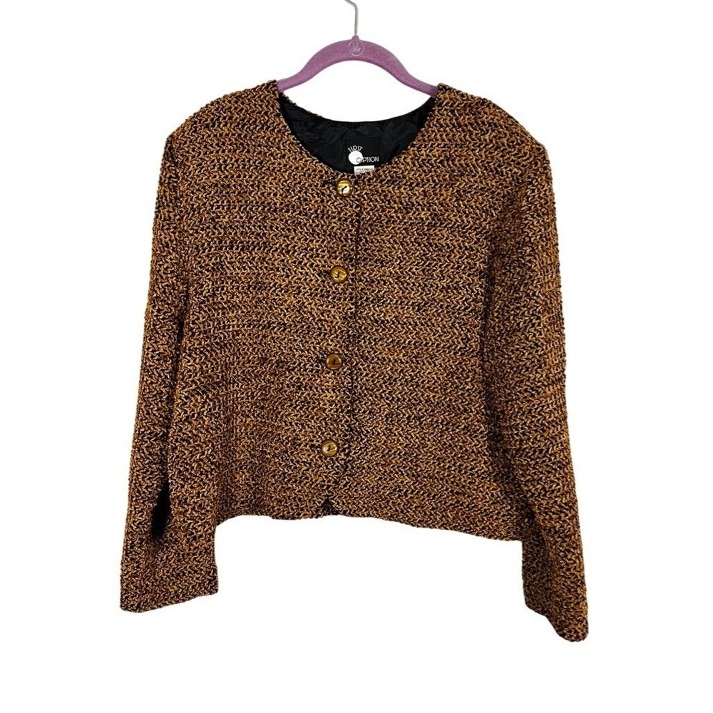 Retro Neutral Blazer Brown L Textured Earthy Preppy Minimalist Artsy Chic 80s
